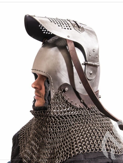 Early bascinet with lifting visor Corazza