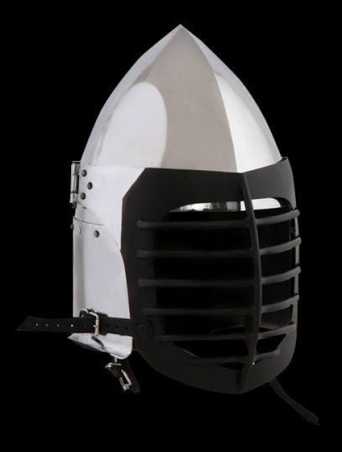 Helmet with lifting visor and bar grid Helmets