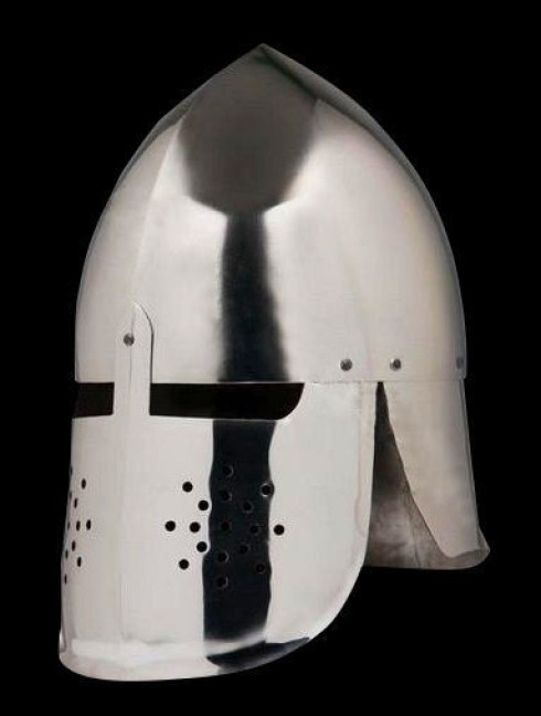 Conical helmet with full protection of the neck Armadura de placas
