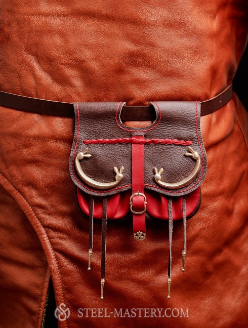 Black and red leather belt bag Bags