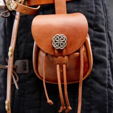 Leather pouch with brooch image-1