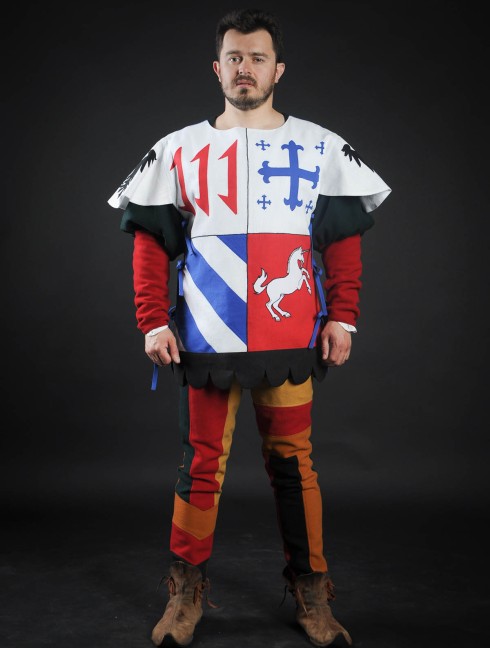 Quarter colored tabard with unicorn Vestiario medievale