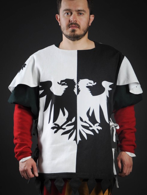 Half-colored tabard with black and white half-eagles  Vestimenta medieval