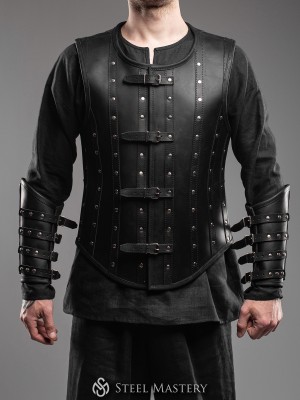 Leather vest in Renaissance style Men's medieval costumes