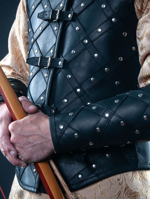 Leather vest and bracers with diamond pattern Corazza