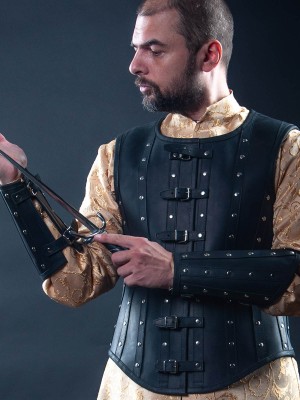 Leather vest and bracers in Renaissance style