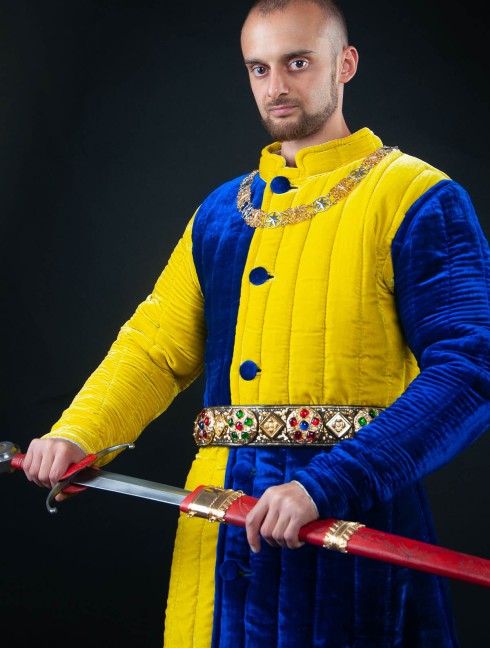 Velvet gambeson, quarter colored Gambeson