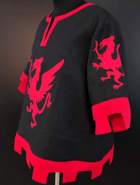 Black and red knight tabard with griffins and crossbow Tabards