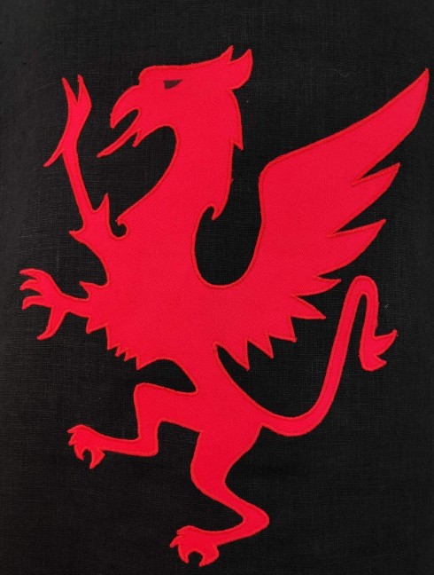 Black and red knight tabard with griffins and crossbow Tabards