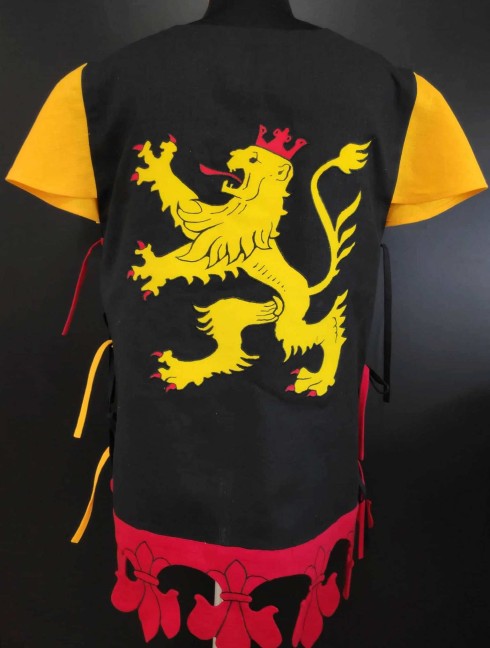 QUARTER COLORED TABARD WITH FIVE HERALDIC SYMBOLS Tronc