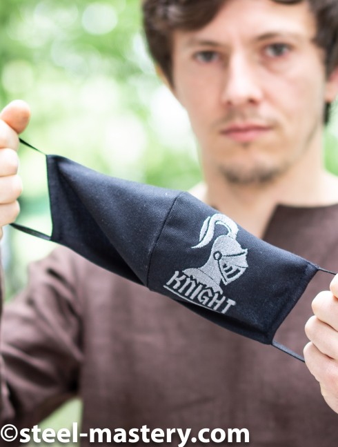 Decorative face mask with embroidery "Knight" Headwear