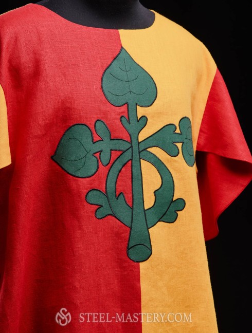 Half-colored tabard with green leaves Vêtements médiévaux