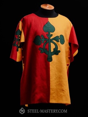 Half-colored tabard with green leaves Vestiario medievale
