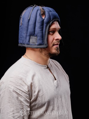 Blue liner for bascinet and barbute  Ready padded armour