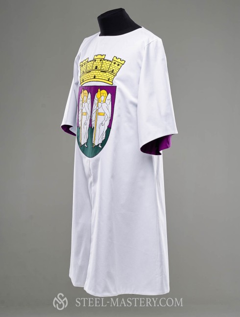 White cotton tabard with purple lining and decoration Old categories