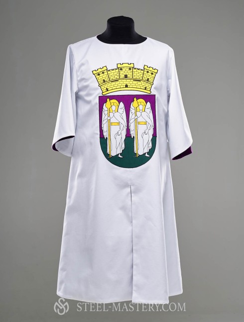 White cotton tabard with purple lining and decoration Old categories