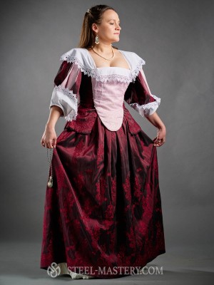 French Dress with Virago Sleeves, early XVIIth century 
