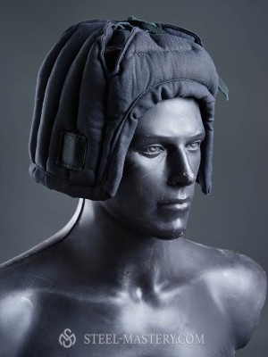 Cotton liner under the Bascinet, Barbute or Sugar Loaf helmet Armadura acolchada preparada