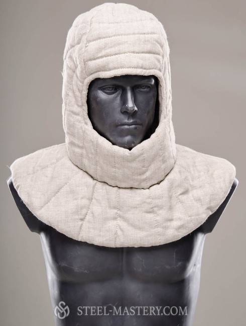 Padded linen cap with  pelerine  Padded liners and caps