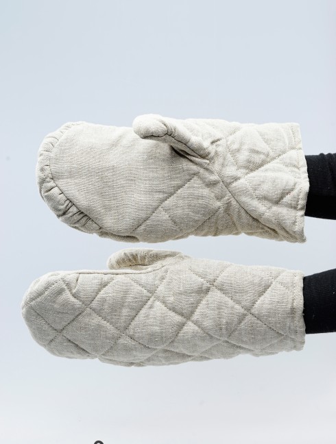 Padded black linen mittens  Ready padded armour