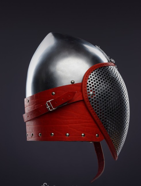 Fencing bascinet with a meshed visor for SCA/HEMA  Corazza