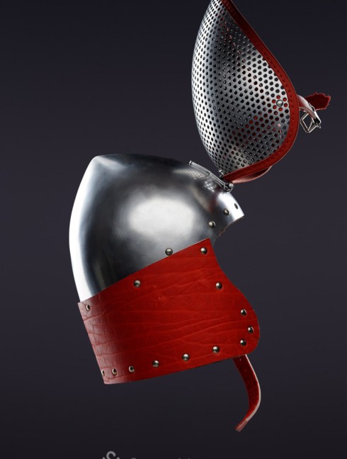 Fencing bascinet with a meshed visor for SCA/HEMA  Corazza