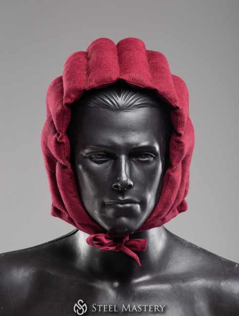 Padded wine red cap for helmet Ready padded armour