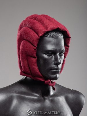 Padded wine red cap for helmet