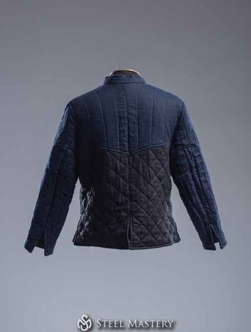 Linen dark blue jacket with black sides M size  Ready padded armour