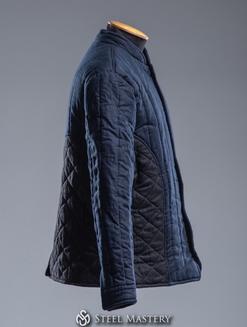 Linen dark blue jacket with black sides M size  Ready padded armour