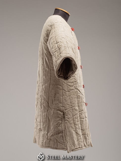 In stock linen uncolored gambeson VI-XIII century Armadura acolchada preparada