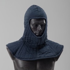 DARK BLUE COTTON PADDED LINER WITH PELERINE IN STOCK image-1