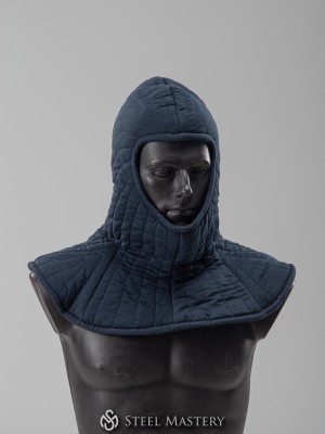 DARK BLUE COTTON PADDED LINER WITH PELERINE IN STOCK