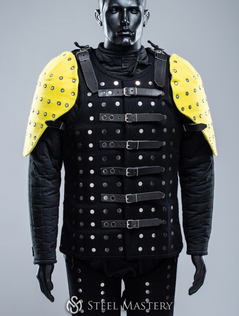 YELLOW COVERED SEGMENTED SPAULDERS XL SIZE IN STOCK Versandfertig