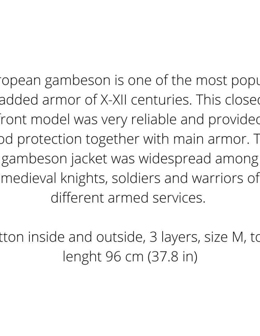 Red cotton gambeson front closed  photo made by Steel-mastery.com