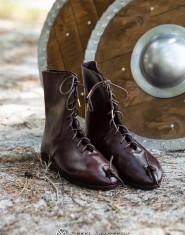 Medieval ankle boots with high lacing, 14th century