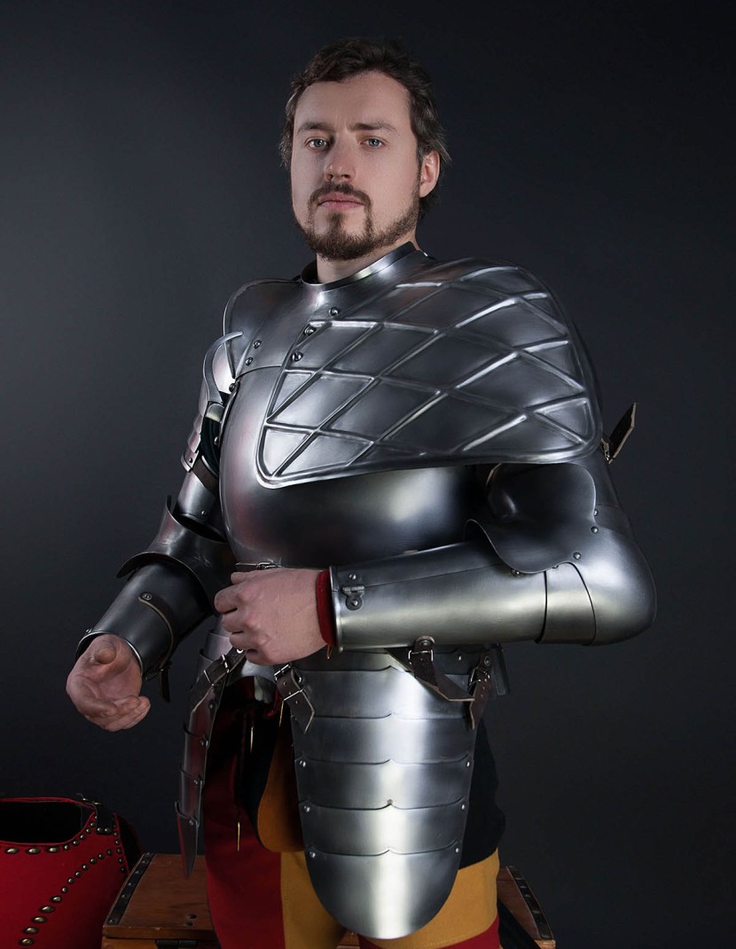 Full arm protection with pauldron, a part of the jousting knight armor, XVI century photo made by Steel-mastery.com