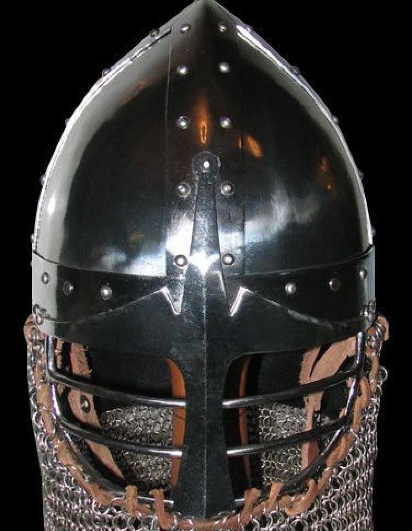 Conical spangen helmet of the XII century with bar grill photo made by Steel-mastery.com