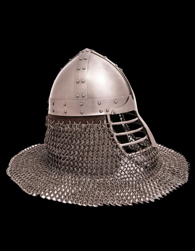Conical spangen helmet of the XII century with bar grill photo made by Steel-mastery.com