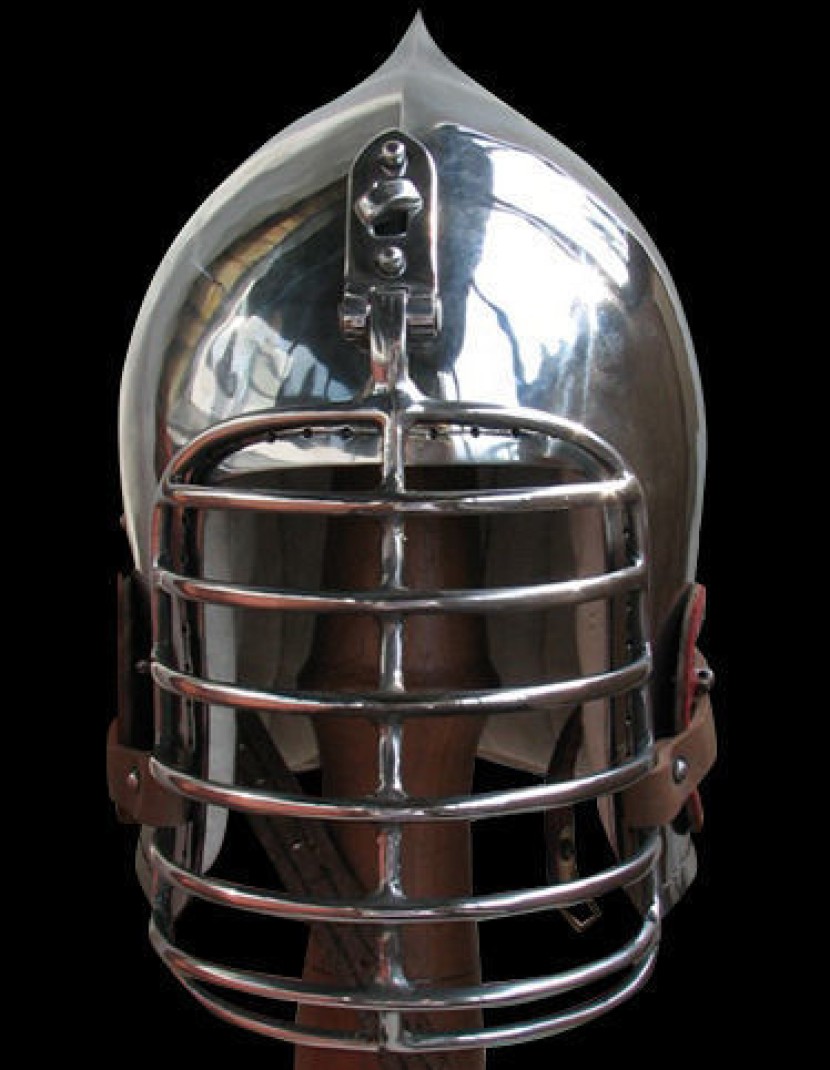 Onion top bascinet with klappvisor photo made by Steel-mastery.com