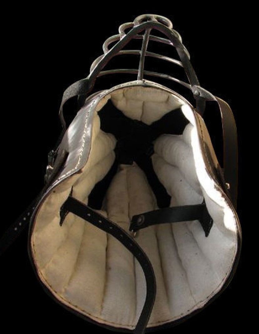 Bascinet with side hinged bar visor photo made by Steel-mastery.com