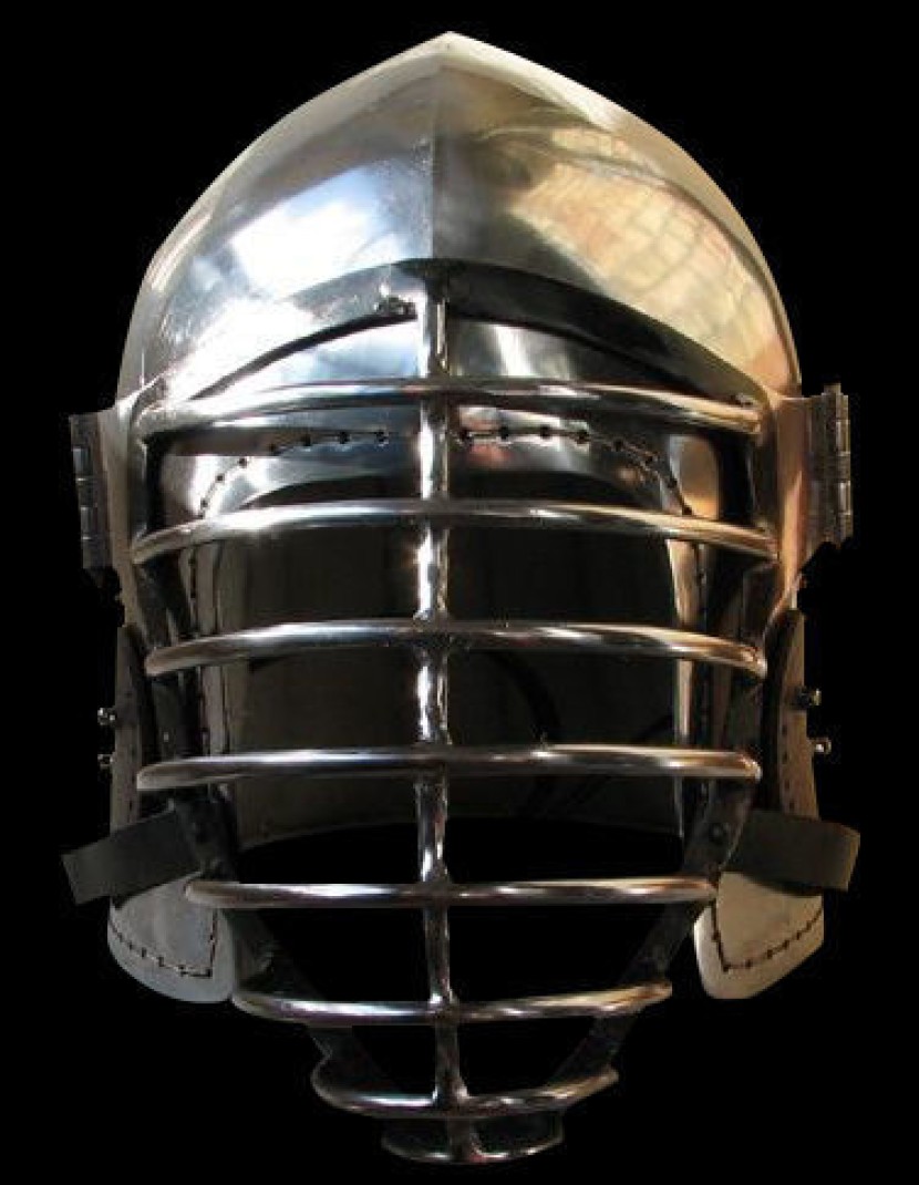 Bascinet with side hinged bar visor photo made by Steel-mastery.com