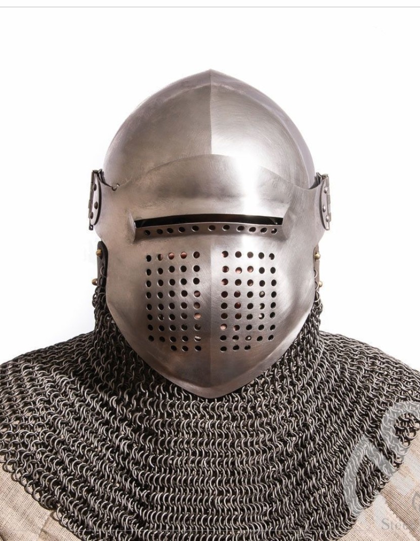 Bascinet 1350-1440 years with Single Ocular visor photo made by Steel-mastery.com