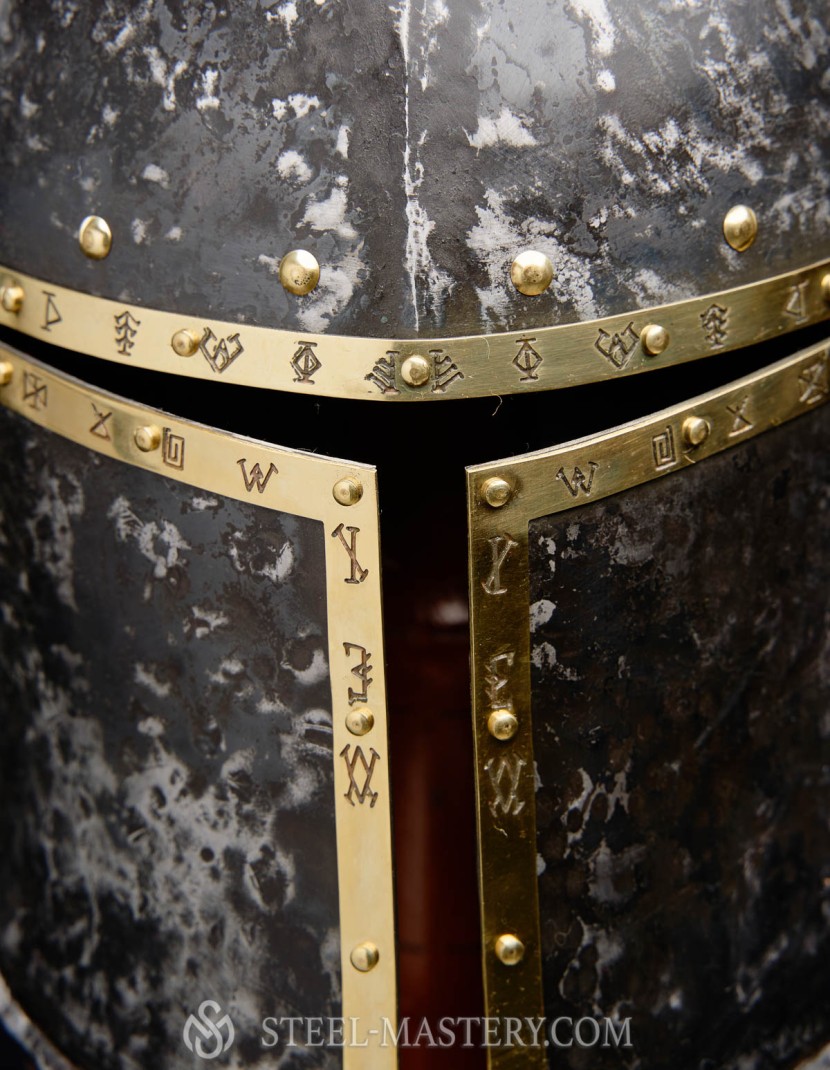 Barbute Helm with narrow T-opening - 1460 year photo made by Steel-mastery.com