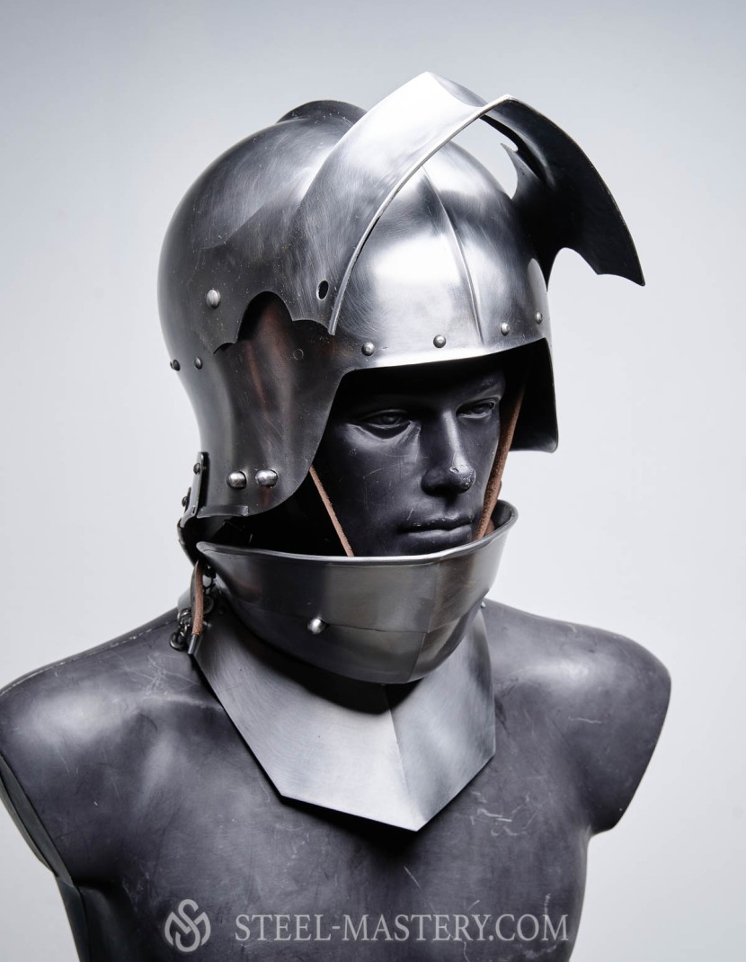 Visored french sallet with bevor - 15th century photo made by Steel-mastery.com