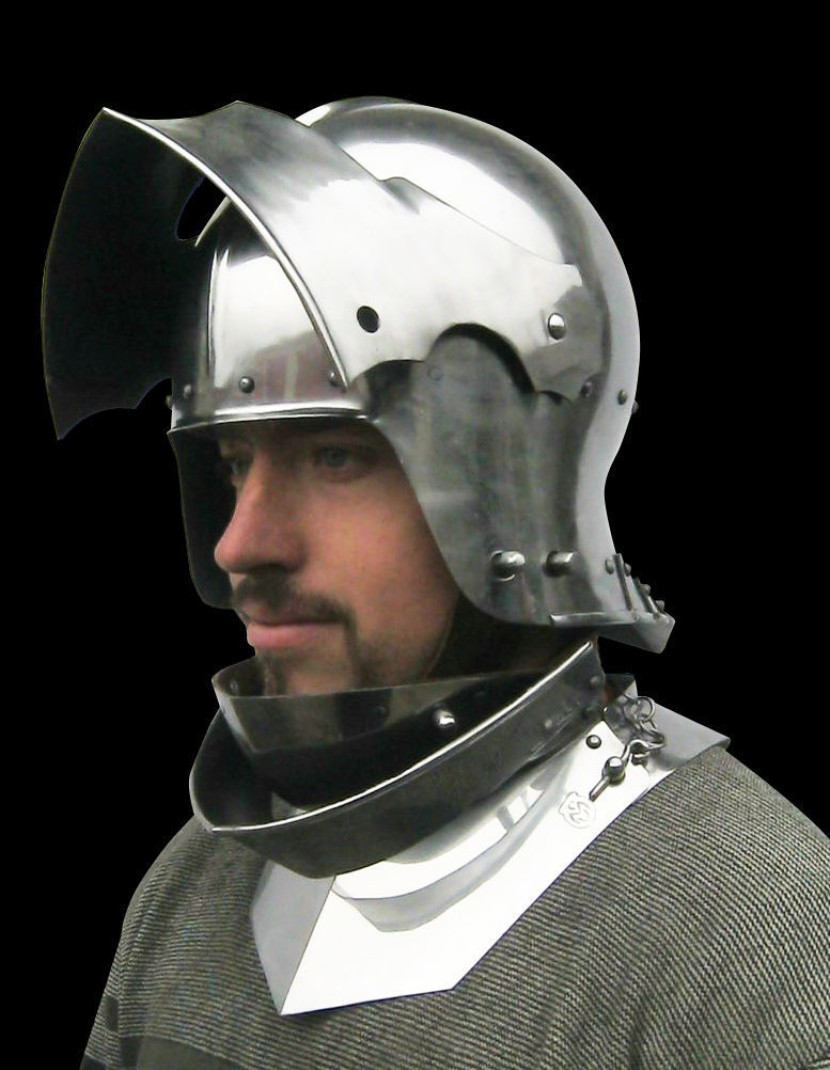 Visored french sallet with bevor - 15th century photo made by Steel-mastery.com