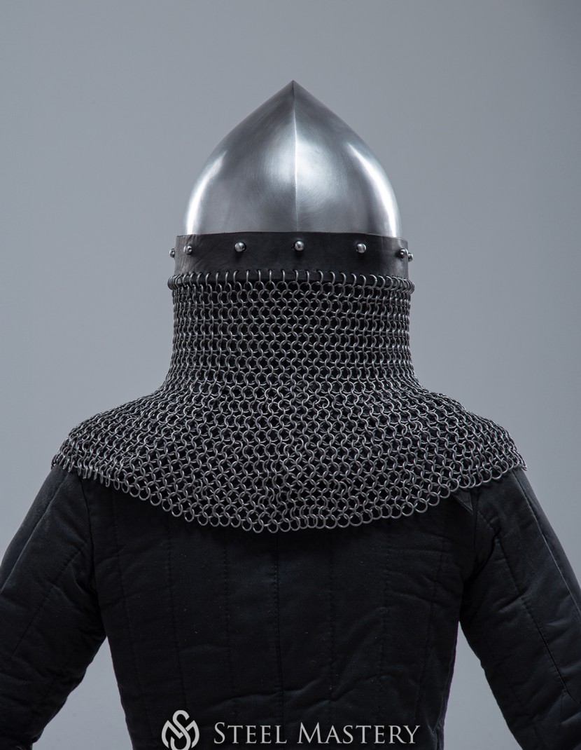 Norman helmet with face and neck protection photo made by Steel-mastery.com