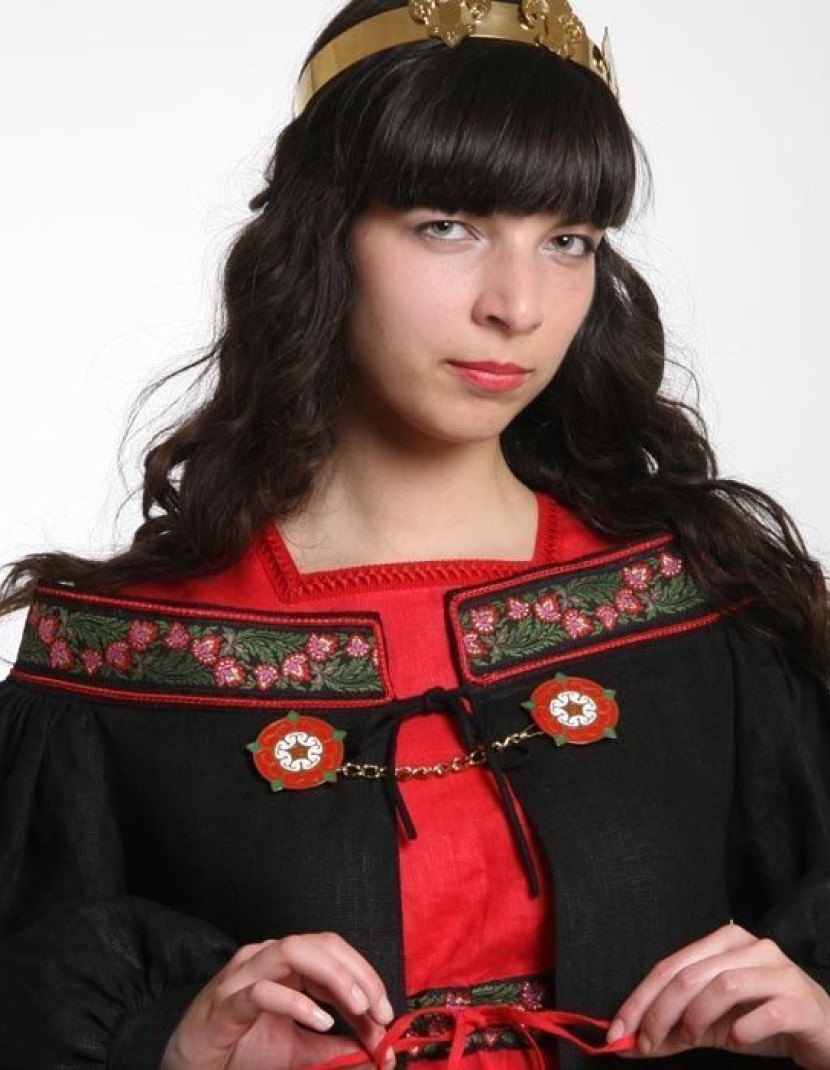 Brass fibula, decorated with enamel photo made by Steel-mastery.com