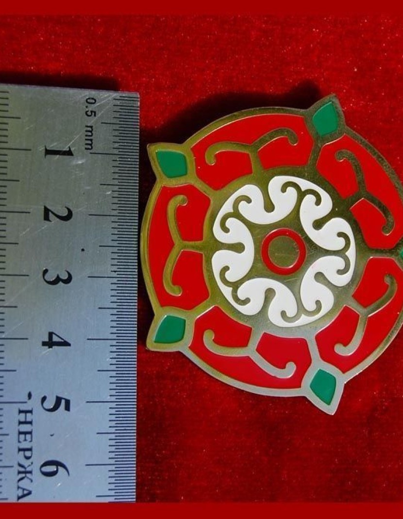 Brass fibula, decorated with enamel photo made by Steel-mastery.com