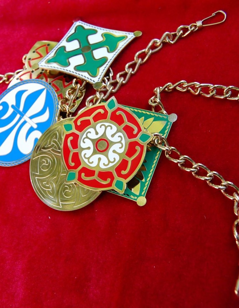 Brass fibula, decorated with enamel photo made by Steel-mastery.com